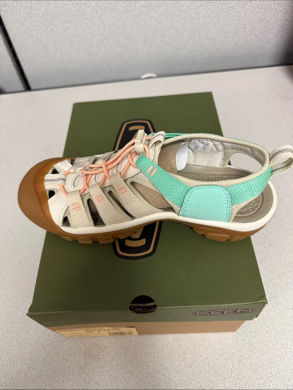 Keen Kids Sandal in Mint, Peach & Tan